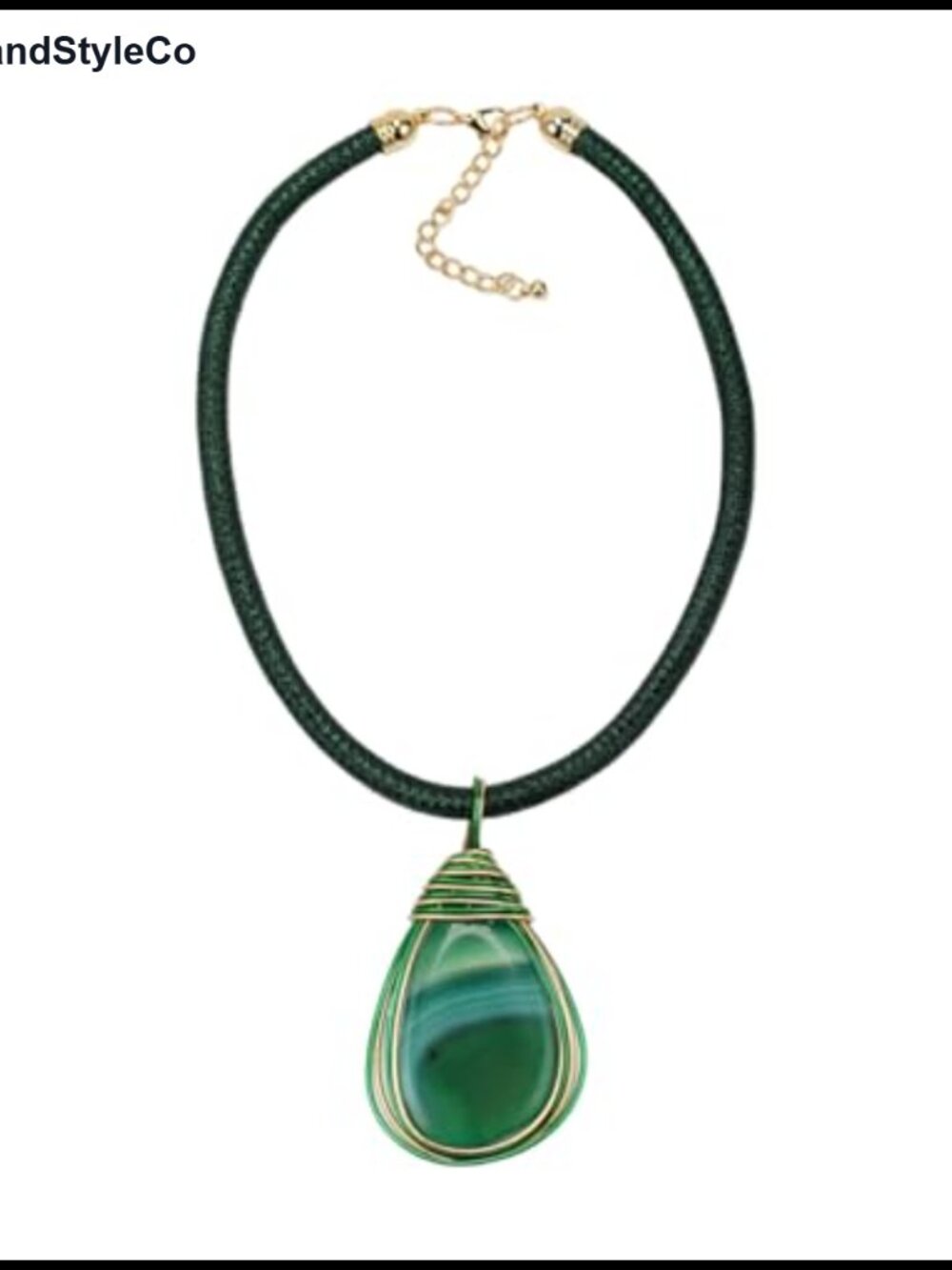 Big Pendant Necklace Long Rope Chain Resin Stone Metal Wire Statement